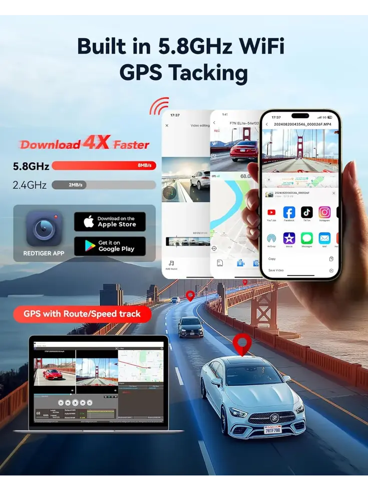 F7N Elite 4K Touch Wifi GPS 2CH 128gb dashcam