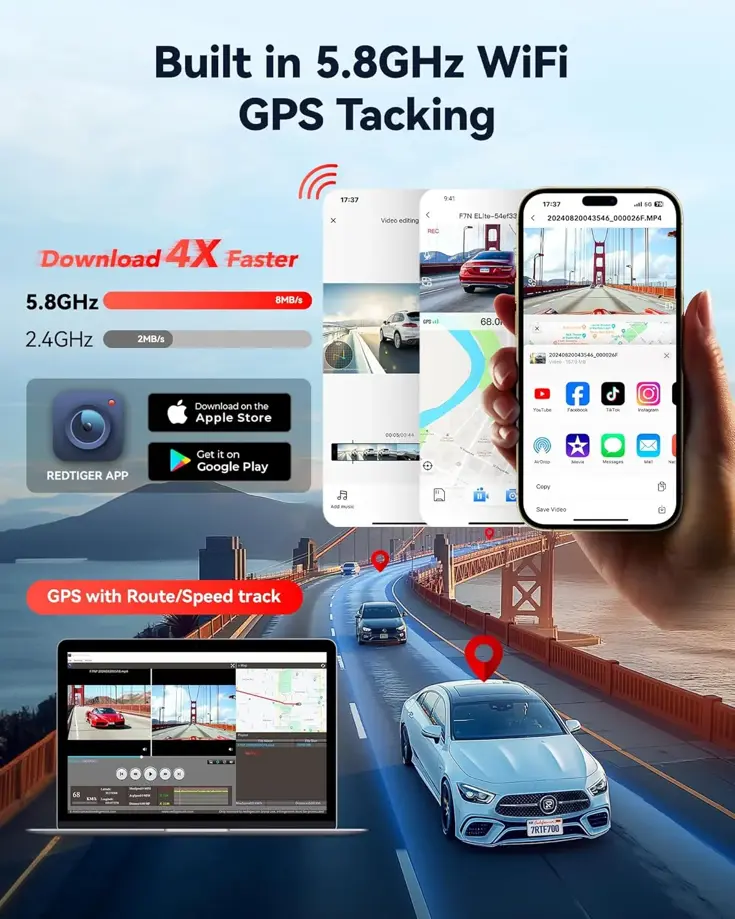 F7N Elite 4K Touch Wifi GPS 2CH 128gb dashcam