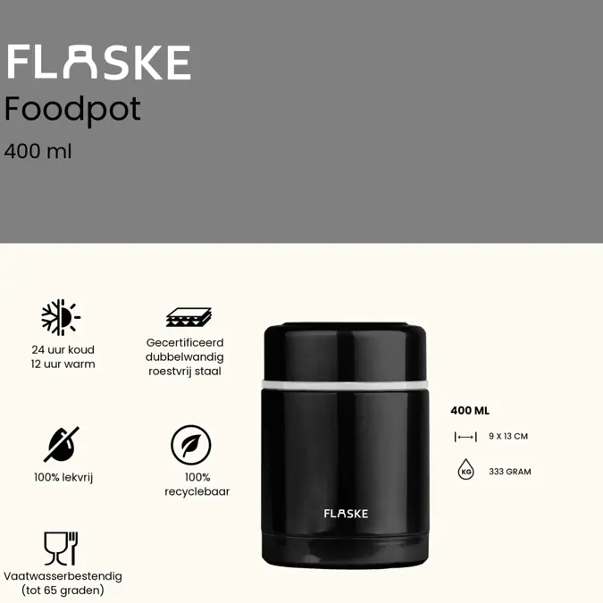 FLASKE  400ML Herbruikbare Voedselcontainer
