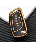 TPU Sleutelhoesje voor Peugeot goud C3