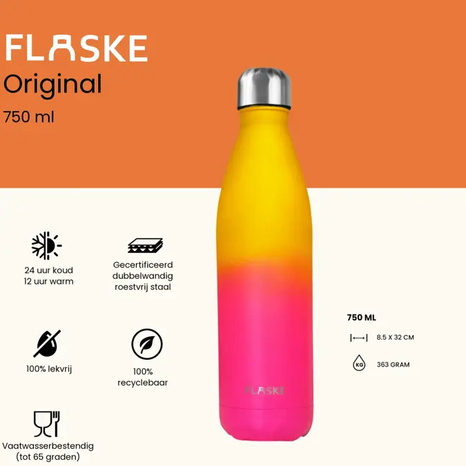 FLASKE 750 ml RVS Drinkfles