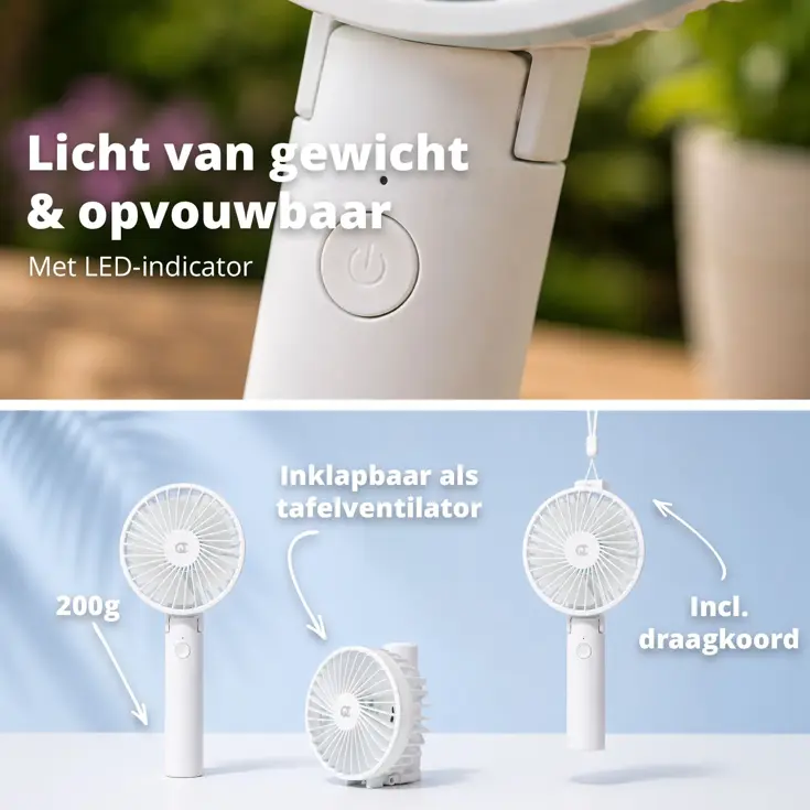 Oplaadbare Handventilator - Wit
