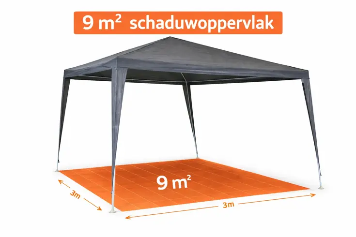 Partytent 3x3 m grijs - waterafstotend met frame