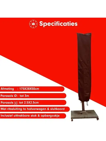 Stokparasol hoes 175x28x50 cm - Redlabel