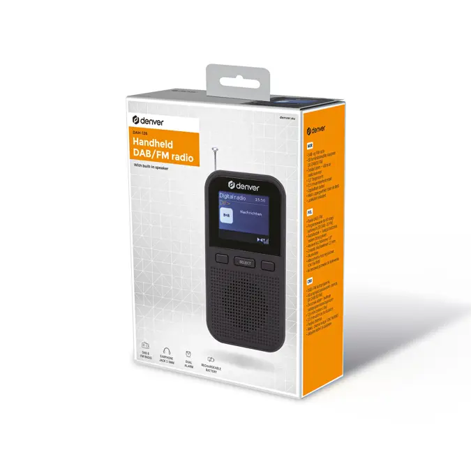 Denver DAH126 DAB+/FM Draagbare Radio Alarmfunctie