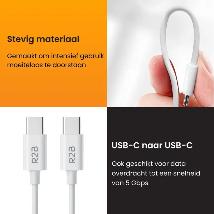 USB-C naar USB-C Kabel - 2 Meter