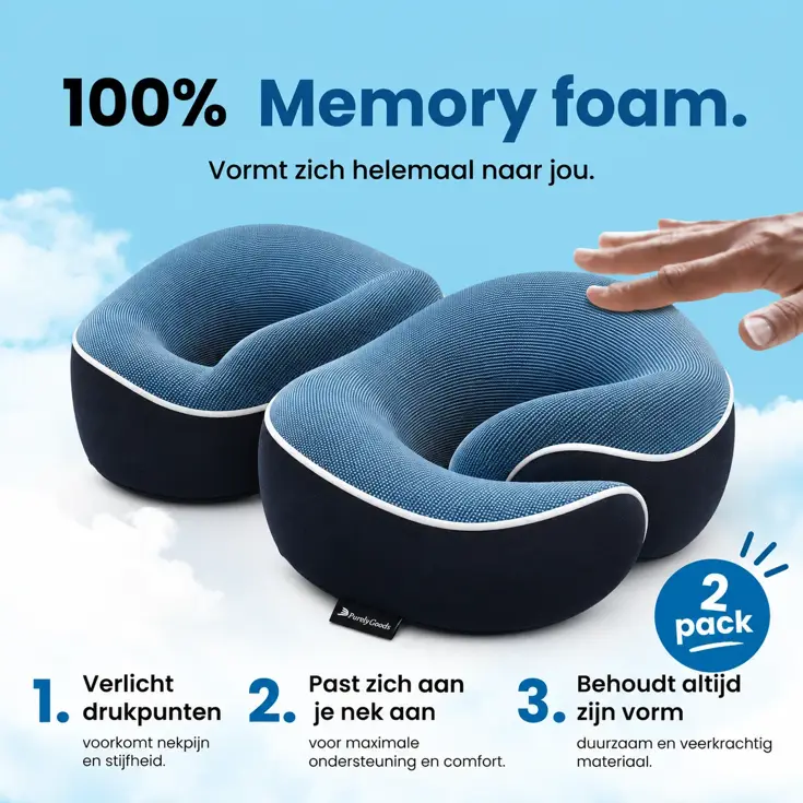 Reissets 2-Pack - Memory Foam - Donkerblauw