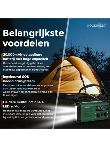 Noodradio Solar & Bluetooth 20.000 mAh Powerbank