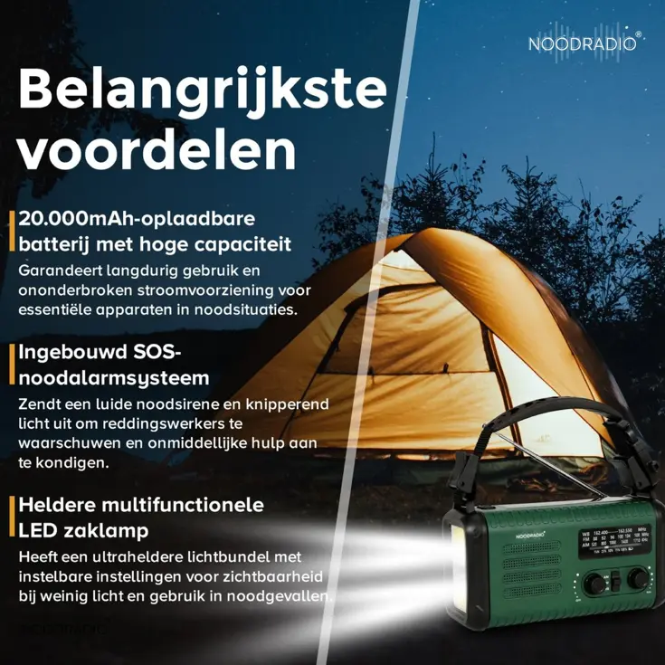 Noodradio Solar & Bluetooth 20.000 mAh Powerbank