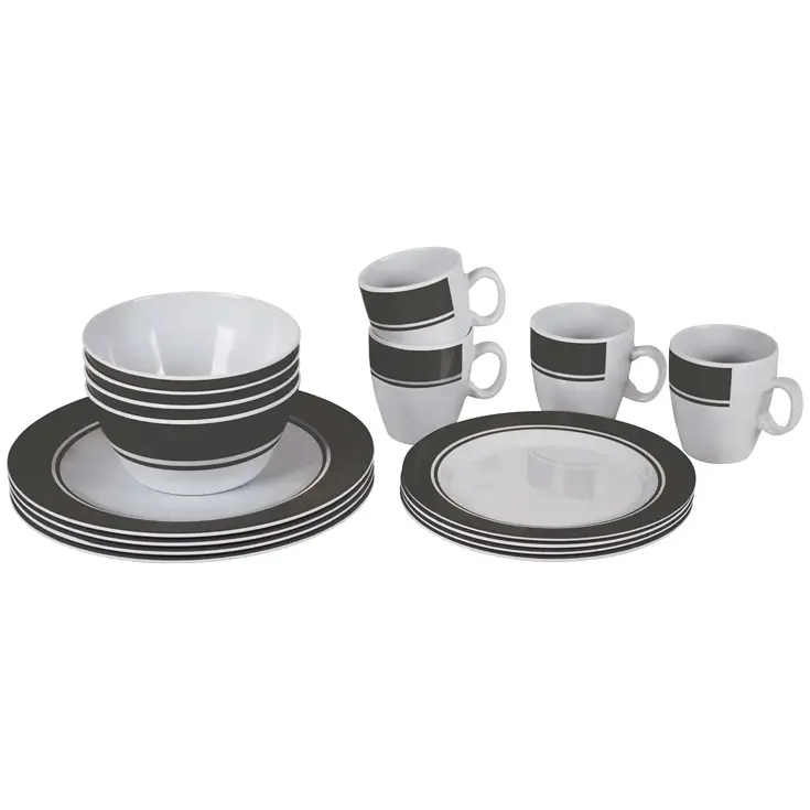Servies Classic 16 Stuks Wit/Grijs