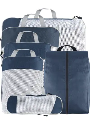 Compressie Packing Cubes – 6 stuks – N Blauw