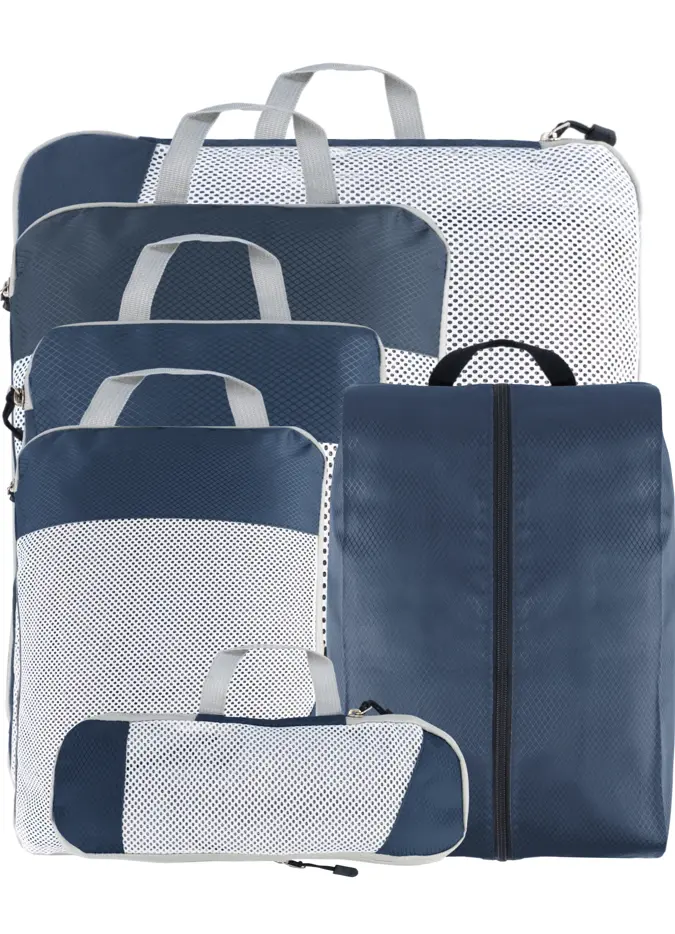 Compressie Packing Cubes – 6 stuks – N Blauw