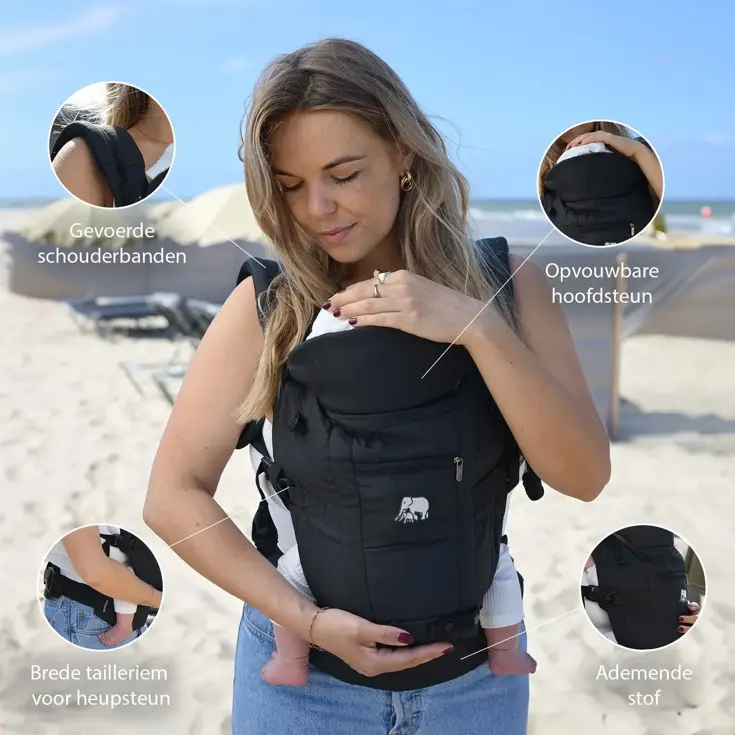 Ergonomische Draagzak - Luxe Buikdrager 4-in-1
