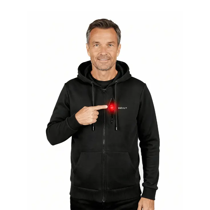Infrarood Verwarmde Zipper Hoodie – Heren Zwart