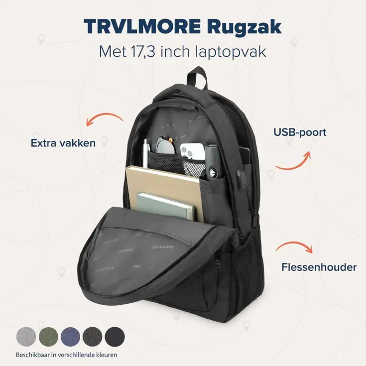 TRVLMORE Rugtas - 36L - 17 Inch