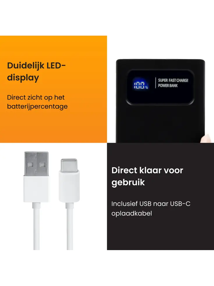 Powerbank 20000 mAh Snellader & LED Display