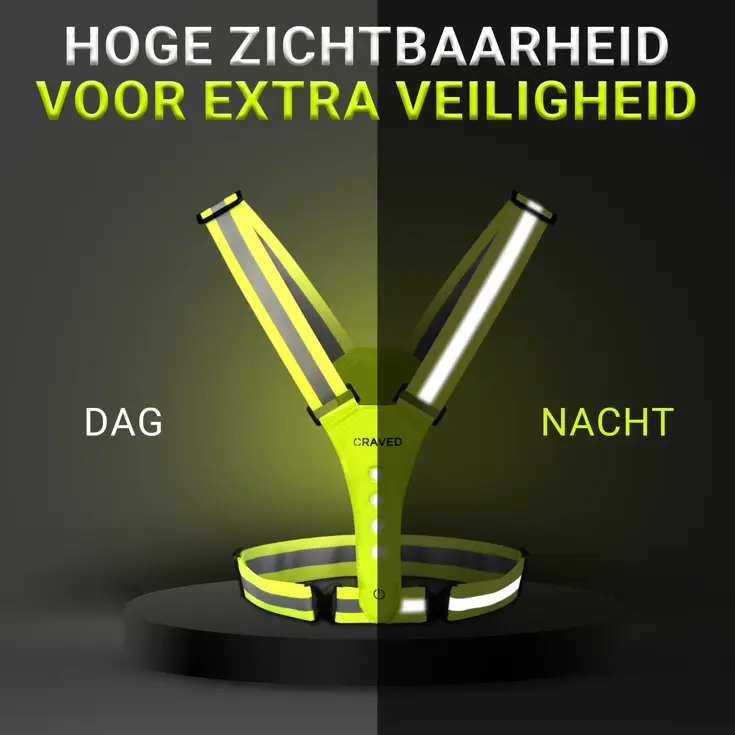 Craved Hardloopvest LED - Oplaadbaar - Geel