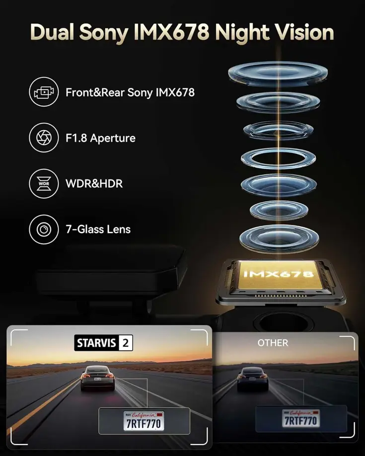 F77 V2 4K Touch Wifi GPS 2CH 256gb dashcam