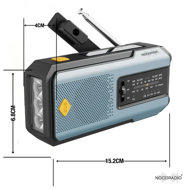 Noodradio® Solar Powerbank Opwindbaar Blauw