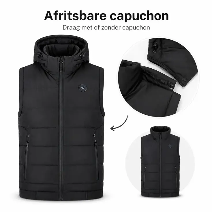 Infrarood Verwarmde Bodywarmer met Capuchon Heren