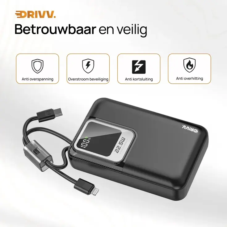 Powerbank met Kabels - 20000 mAh