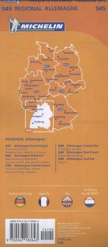 Wegenkaart Duitsland – zuid west – 545 – Michelin