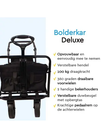 Bolderkar  Deluxe- Opvouwbaar - 100kg -Zwart