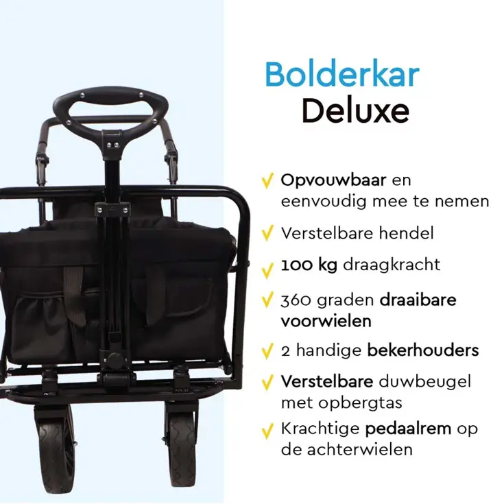 Bolderkar  Deluxe- Opvouwbaar - 100kg -Zwart