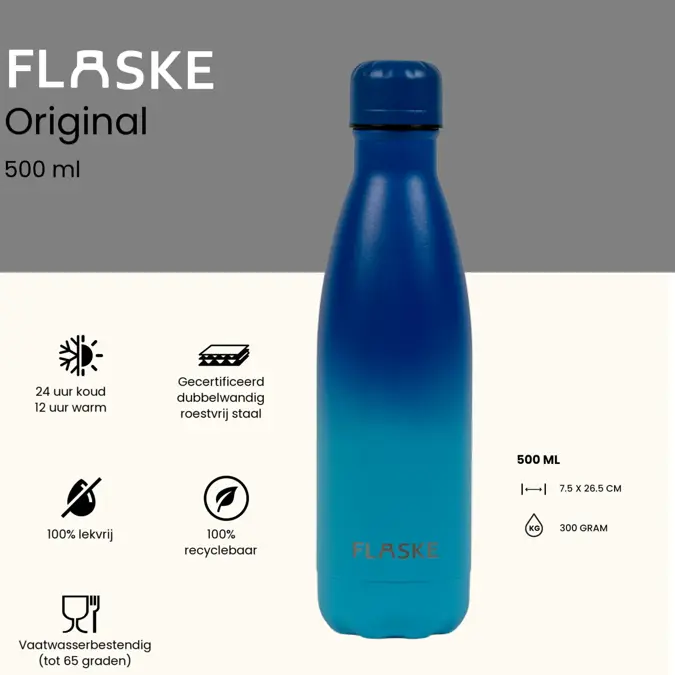 FLASKE 500 ml RVS Drinkfles