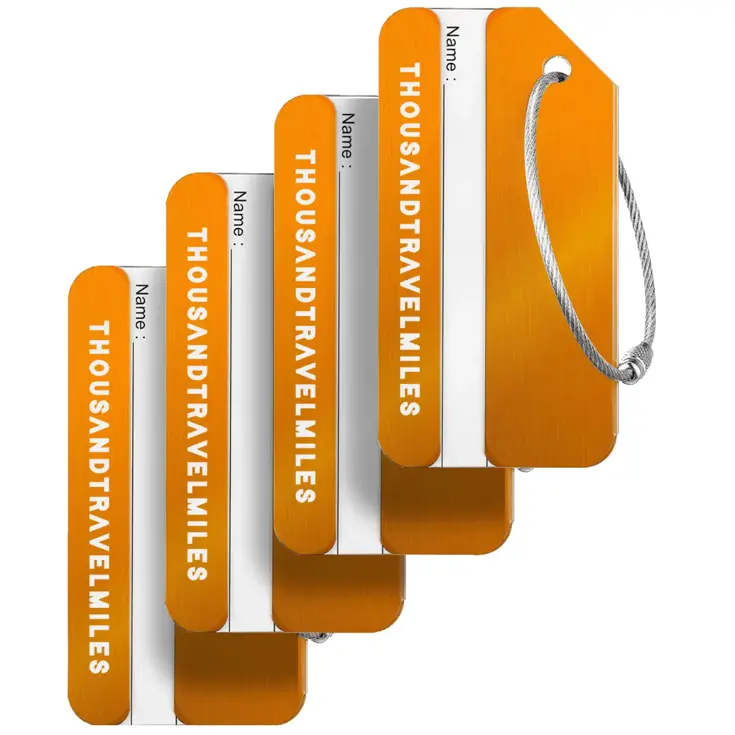 Aluminium kofferlabels – 4 stuks – Oranje
