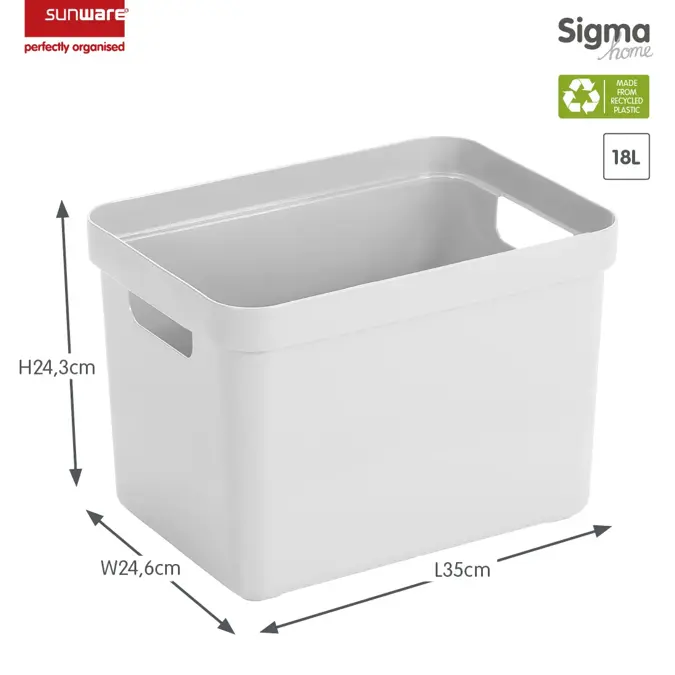 Sigma home - Opbergbox - 18L wit - 4-delig