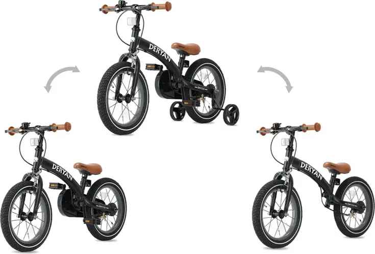 Luxe Kinderfiets 12 inch - 3 in 1 - Loopfiets