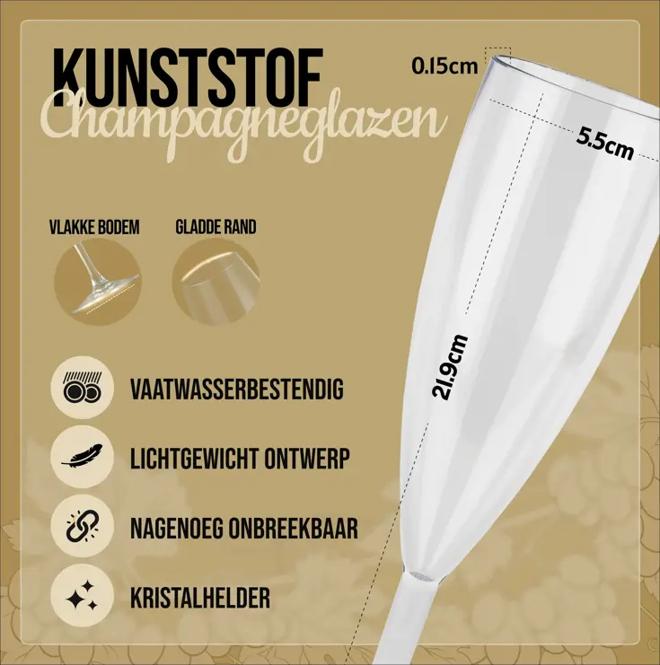 Camping champagneglazen – 4 stuks – onbreekbaar