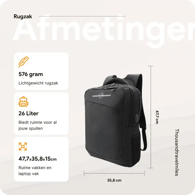 Laptoprugzak – Anti Diefstal – 17.3” – Zwart