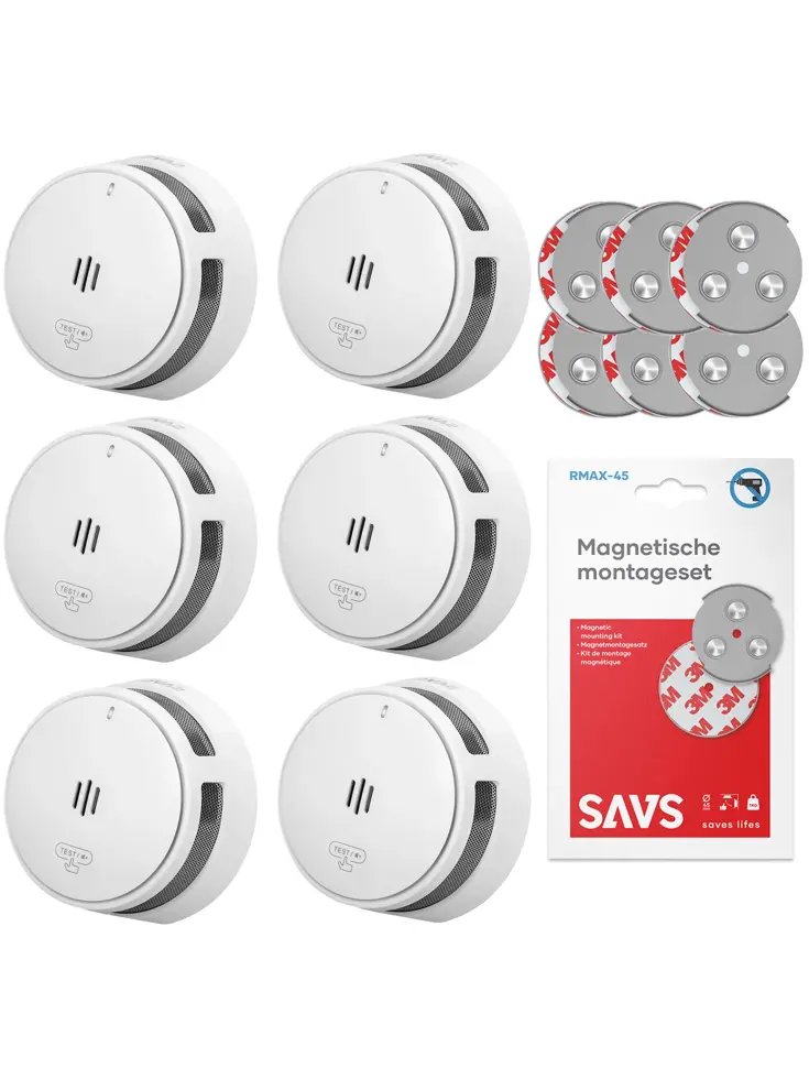 S10 Rookmelder met magneet 6-pack