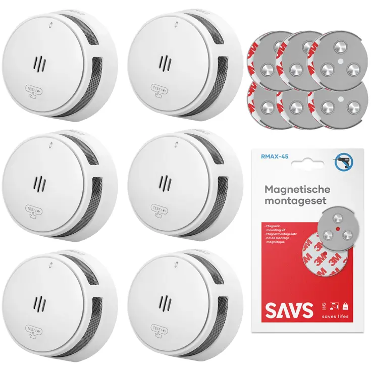 S10 Rookmelder met magneet 6-pack