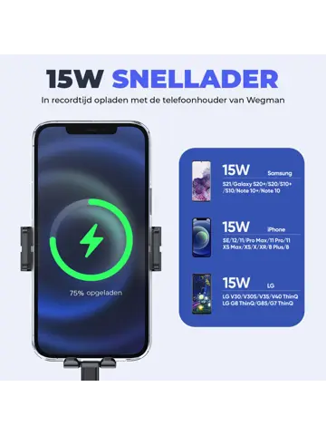 Wegman Telefoonhouder Auto Draadloze Oplader