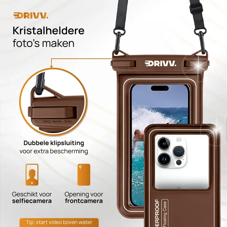 Waterdicht Telefoonhoesje - 6.8" Bruin - Drijvend