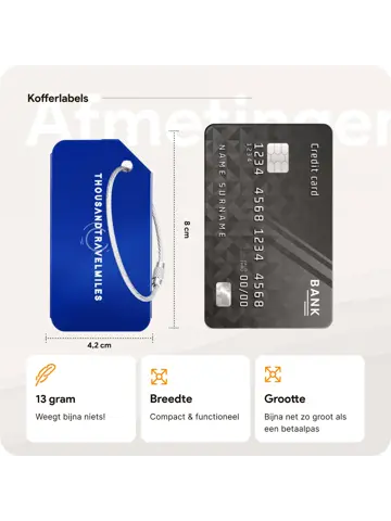 Kofferriem + 2 Bagagelabel – 3-delig – Blauw