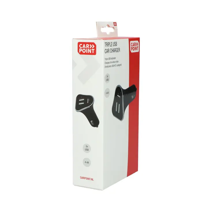 Triple USB-A Autolader 12/24V voor 3 Toestellen