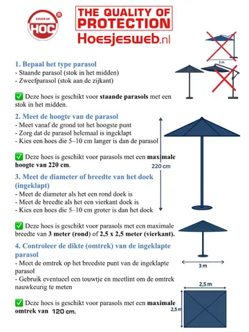 Zweefparasol hoes 220x25x45 cm - Green