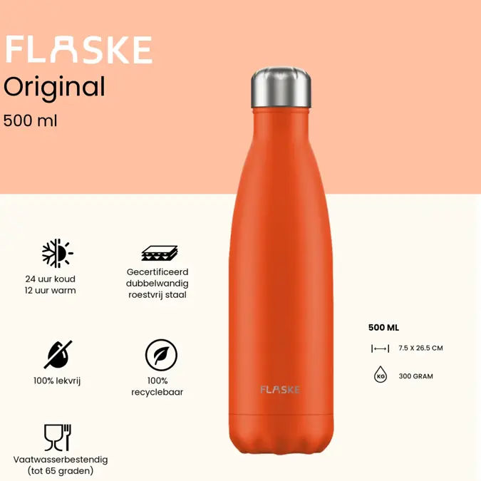 FLASKE 500 ml RVS Drinkfles