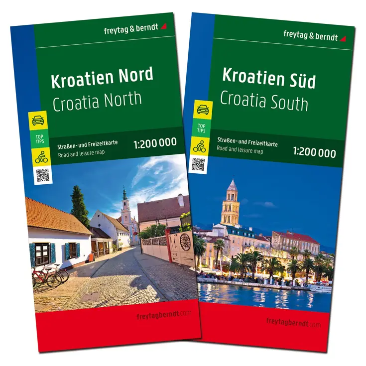 Wegenkaart Kroatië Noord en Zuid