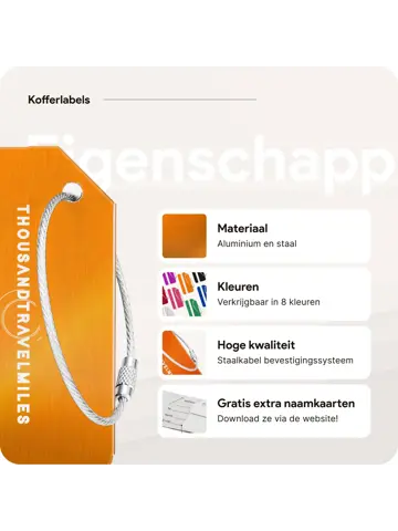 Aluminium kofferlabels – 5 stuks