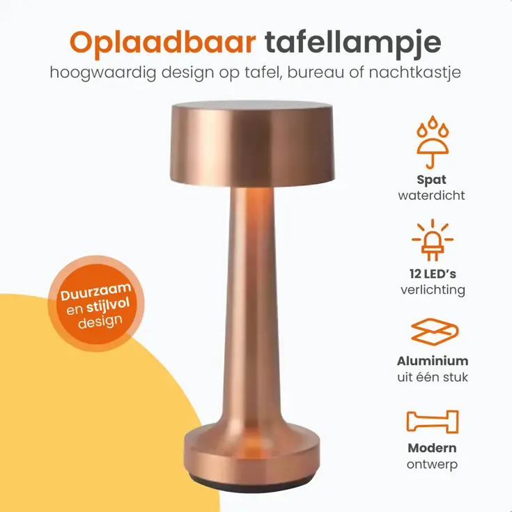 Classic Tafellamp Oplaadbaar - 21cm - LED