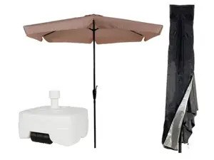 Parasol Ecru Ø3m Met Voet En Hoes