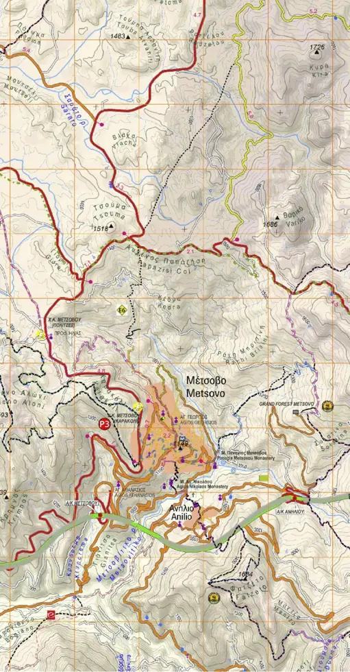 Wandelkaart 3.1/6.4 Zagori Metsovo