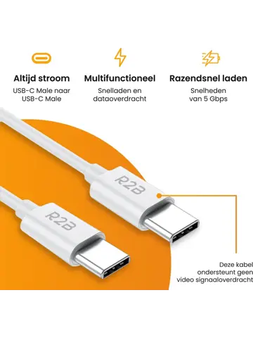 USB-C naar USB-C Kabel - 1 Meter