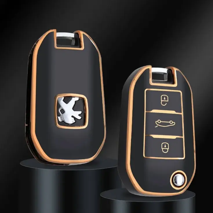 TPU Sleutelhoesje voor Peugeot goud A3