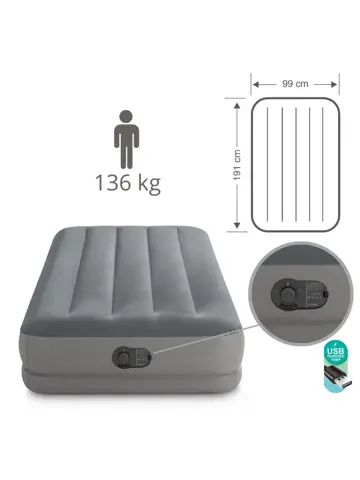Luchtbed - Intex - 1P - 99x191 + Pomp